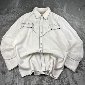 Scully Western Shirt Mens Large Pearl Snaps B15A
